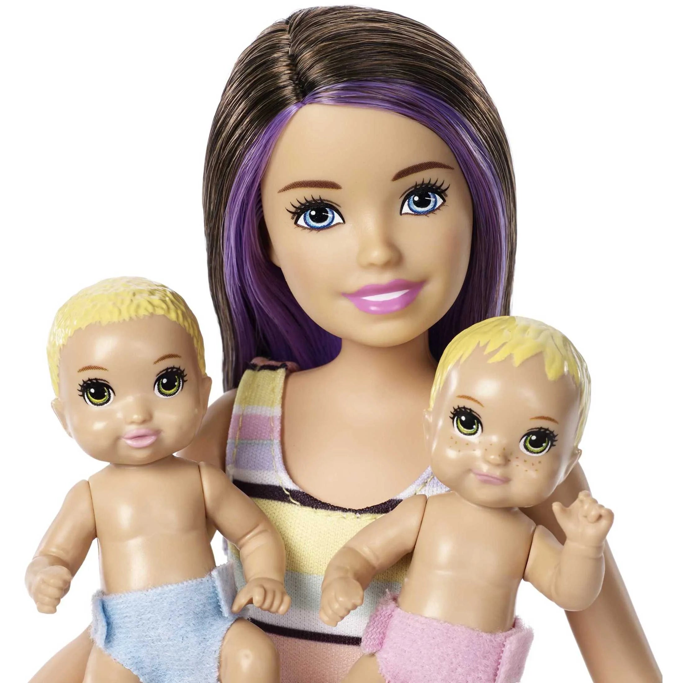 Coffret de jeu Barbie Skipper Babysitters Inc. Berceau pour la sieste et les soins avec poupée brune, bébé et accessoires