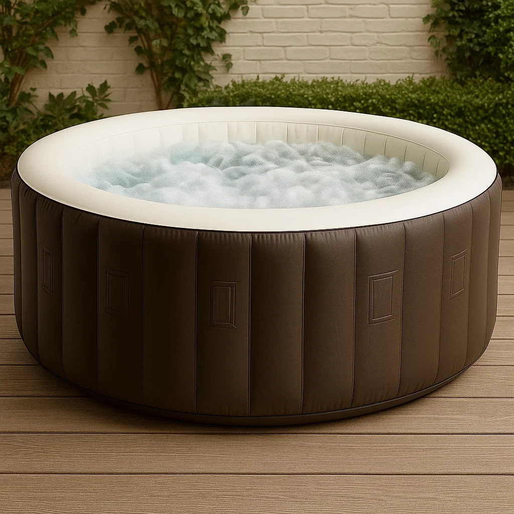 Spa gonflable 196 x 196 x 71 cm, 4 places, rond, marron foncé/blanc, eKyirnX322jZ