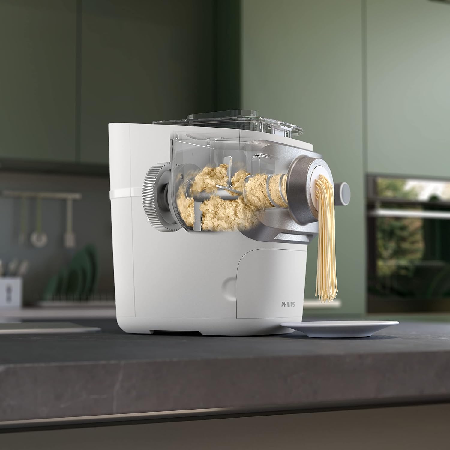 Machine à pâtes Philips série 7000 - Technologie ProExtrude, pesée automatique, entièrement automatique, 8 disques de façonnage, noir (HR2665/93)