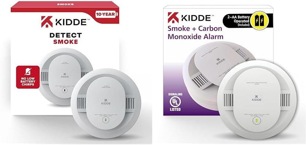 Kidde Rauchmelder, 10-Jahres-Batterie, LED-Anzeigen, Austauschwarnung, Test- und Reset-Taste, 6er-Pack, Weiß