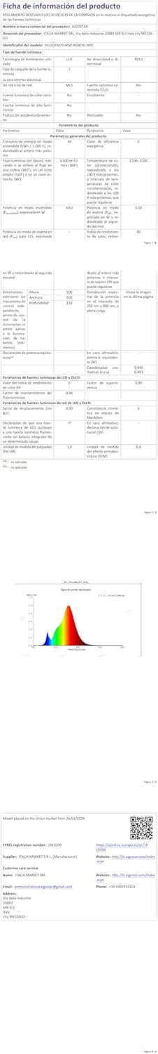 Aigostar - Ventilateur de plafond Alexa, lumière LED 40 W, 4 400 lm, 2 700 K-6 500 K et RGB à intensité variable, lampe de ventilateur de plafond intelligente avec télécommande et passerelle, silencieux, 6 vitesses, diamètre 50 cm, 2 unités