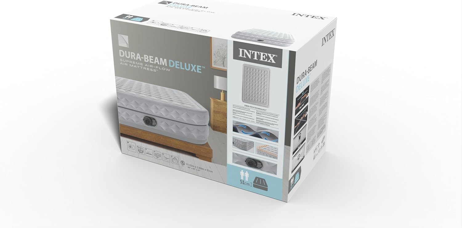 Intex 64428NP – Matelas gonflable ultra moelleux pour 2 personnes avec Fiber-Tech