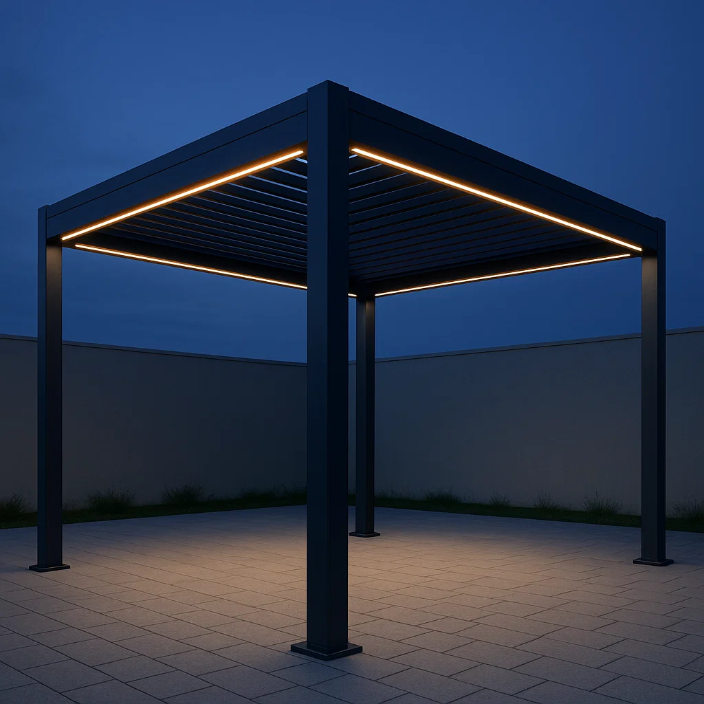 Pergola de jardin en métal - Noir - Aluminium - Extérieur - 360 cm de long x 270 cm de haut x 360 cm de profondeur hMMkiUv321zF
