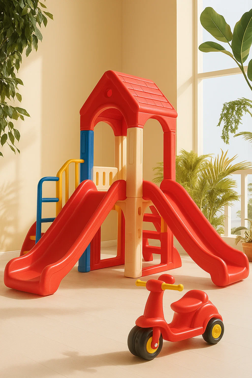 Toboggan 3 en 1 - avec double toboggan, échelle et cabane - multicolore aTPUunBb71jJ