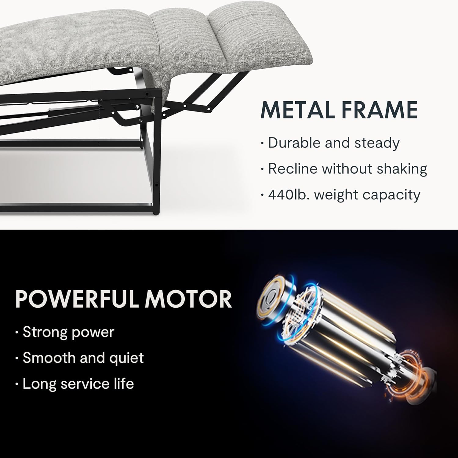 FLEXISPOT Elektrischer Relaxsessel mit verstellbarer Rückenlehne, Neigungswinkel 105° bis 155°, ergonomischer Relaxsessel für Schlafzimmer, Wohnzimmer und Heimkino (Dunkelgrau)