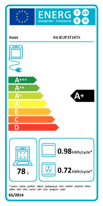 Haier H6 ID2P3T1HTX Multifunktionsbackofen, 3,3 kW, 78 l, Klapptür, 6 Kochfunktionen, Energieeffizienzklasse A+ – Schwarz