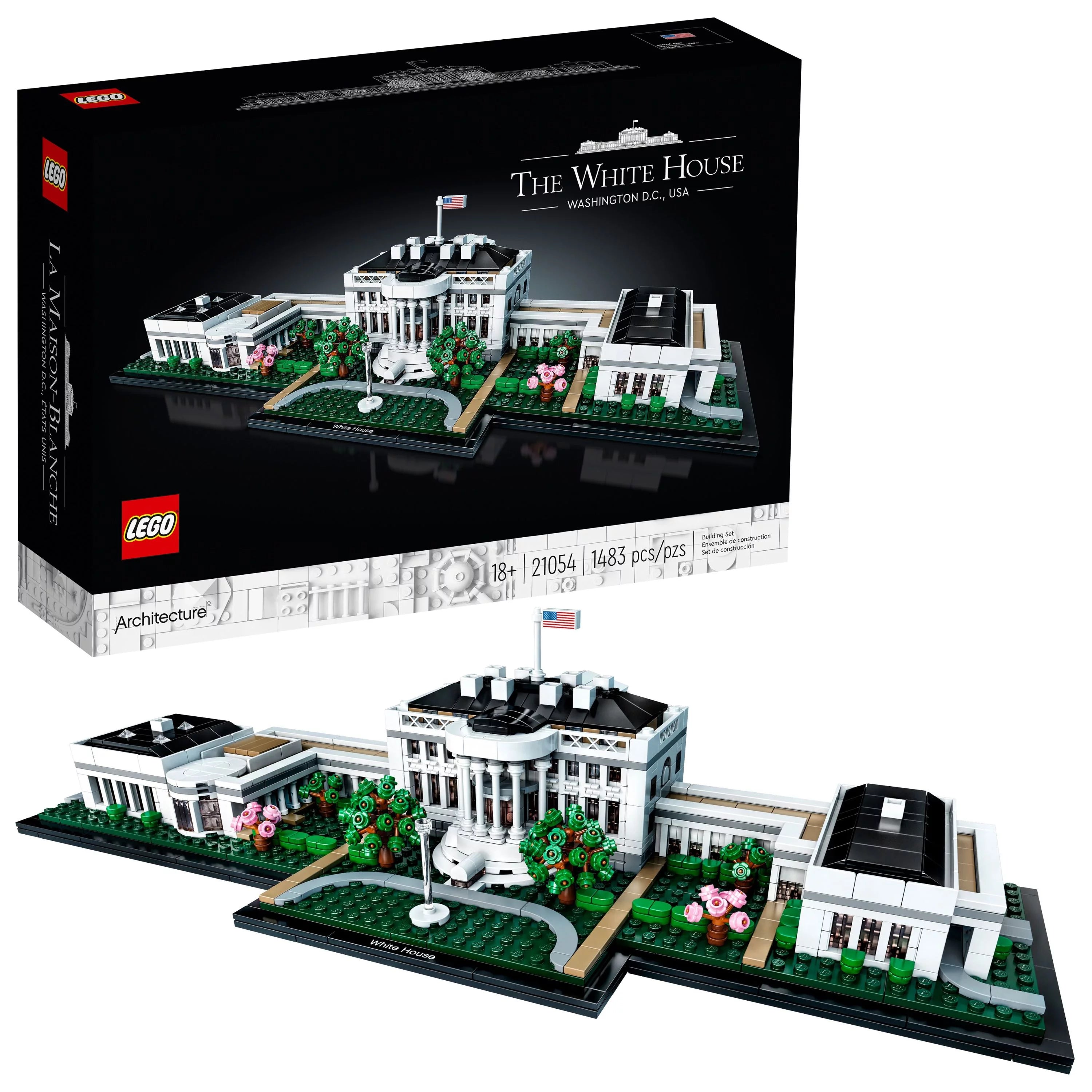 LEGO Architecture Det Hvide Hus bygningssæt 21054, udstillingsmodel, monumentsamling til voksne, dekorativ gaveidé til hjemmet