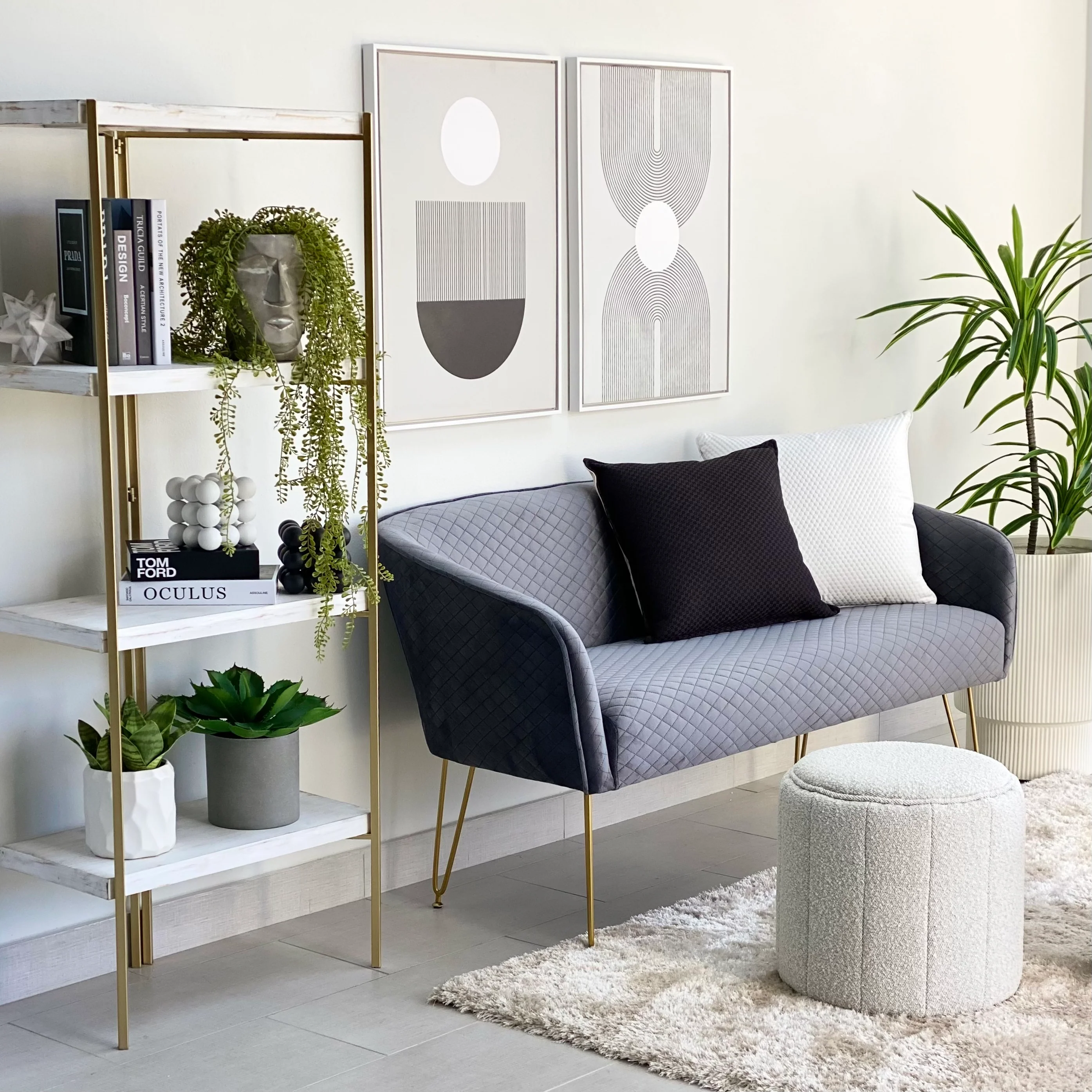 Zweisitzer-Sofa aus rittergrauem Samt