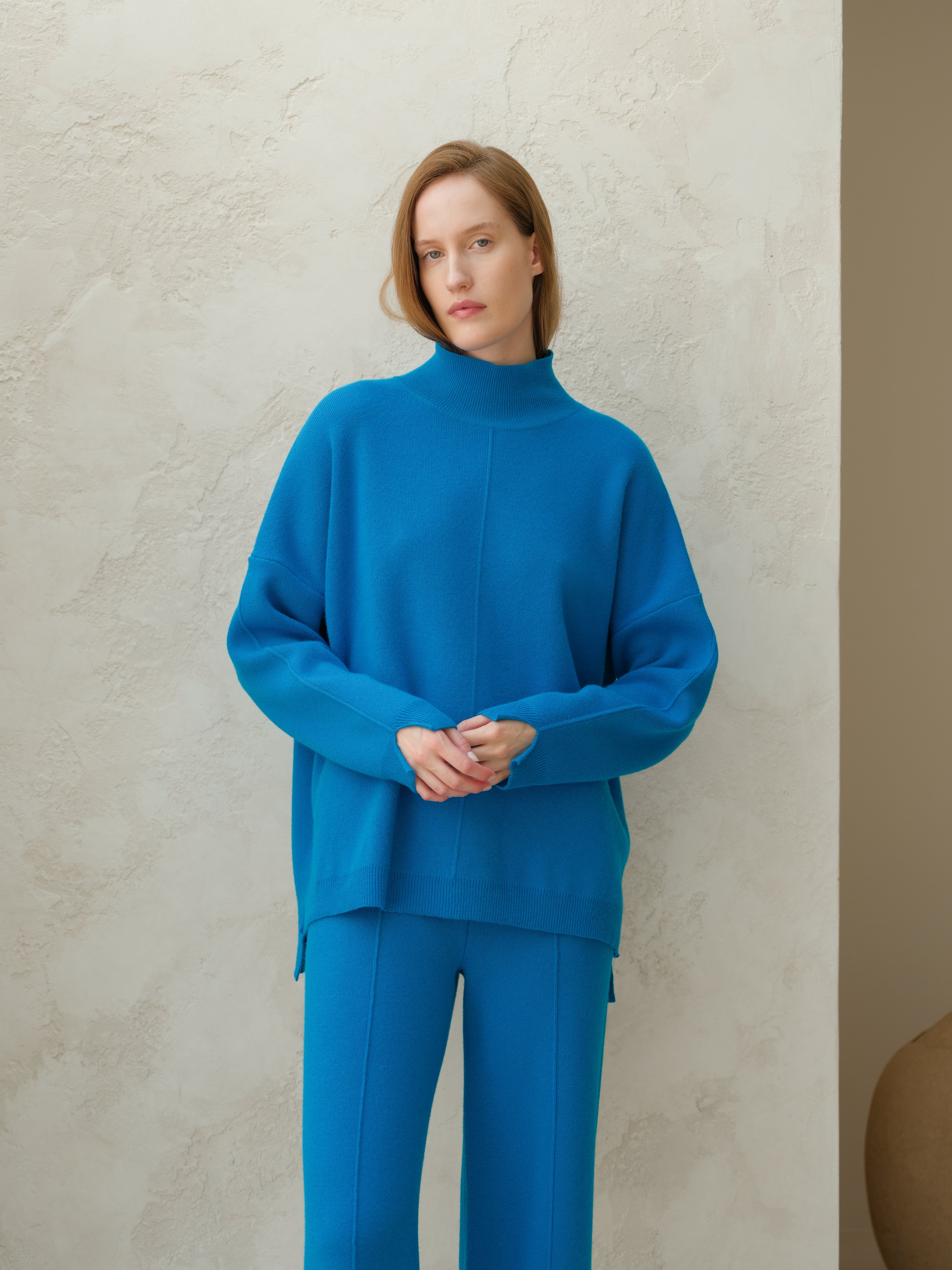 Wool & Cashmere Mix Solid Maxi Turtleneck Sweater