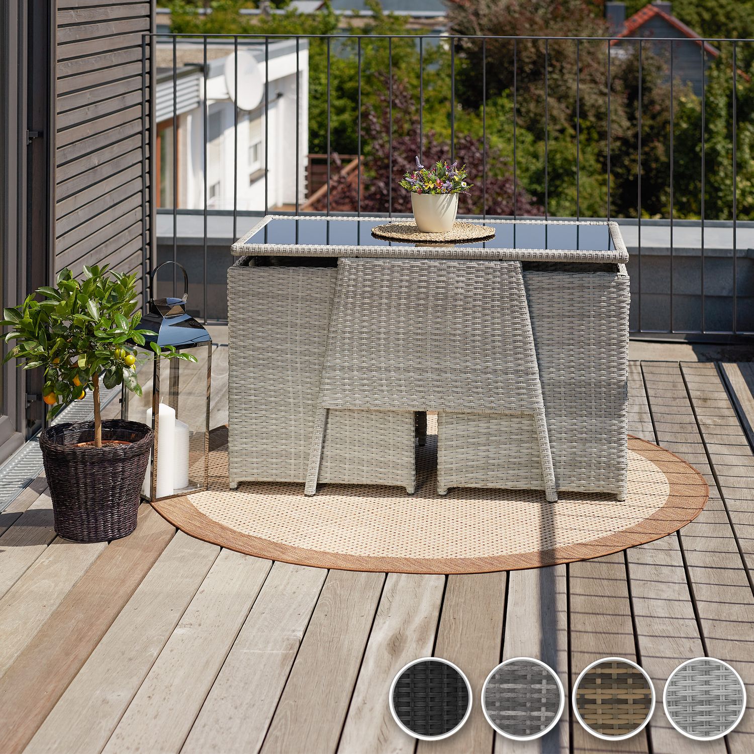 Lausanne Rattan-Set - Grau