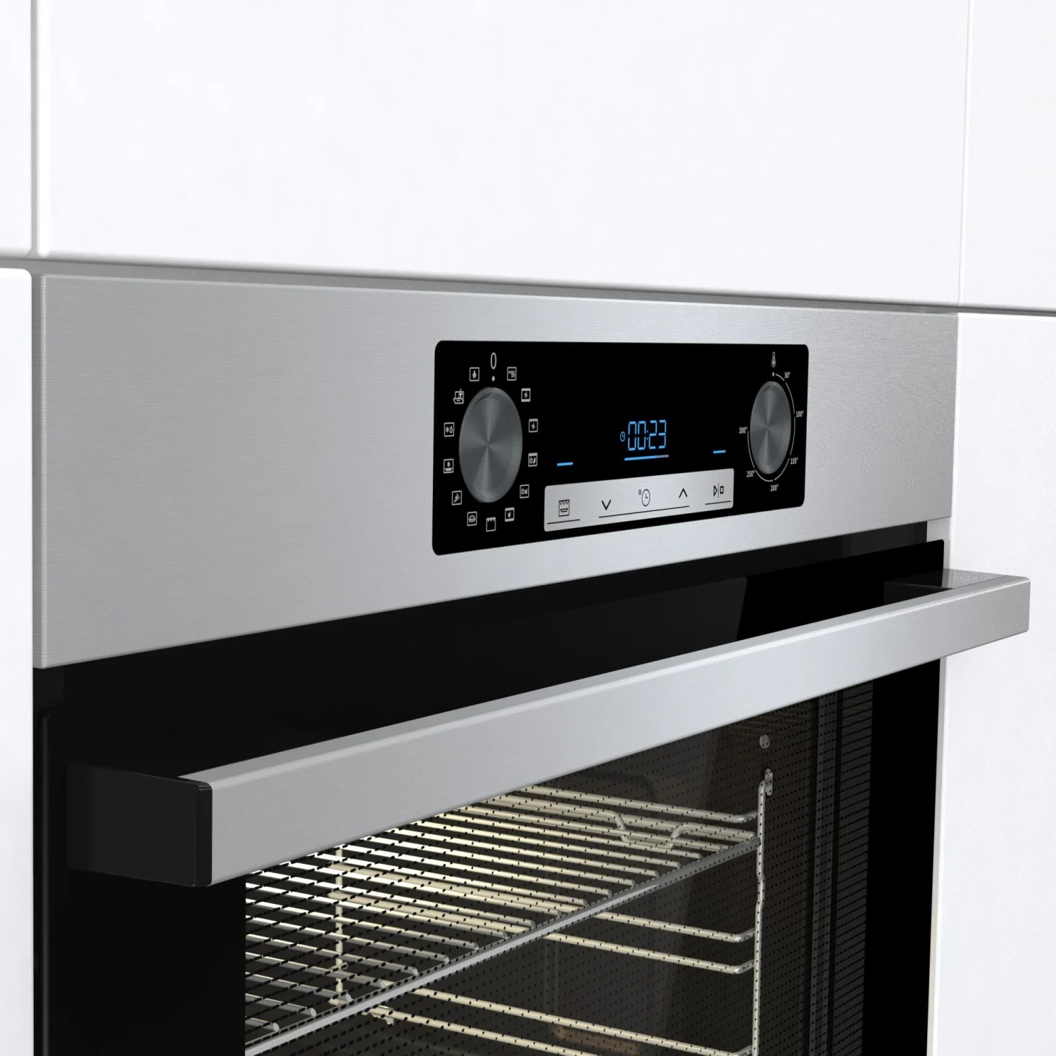 Hisense BSA65226AX Multifunktionsbackofen, 3,5 kW, 77 l, Klapptür, 9 Kochfunktionen, Energieeffizienzklasse A – Grau