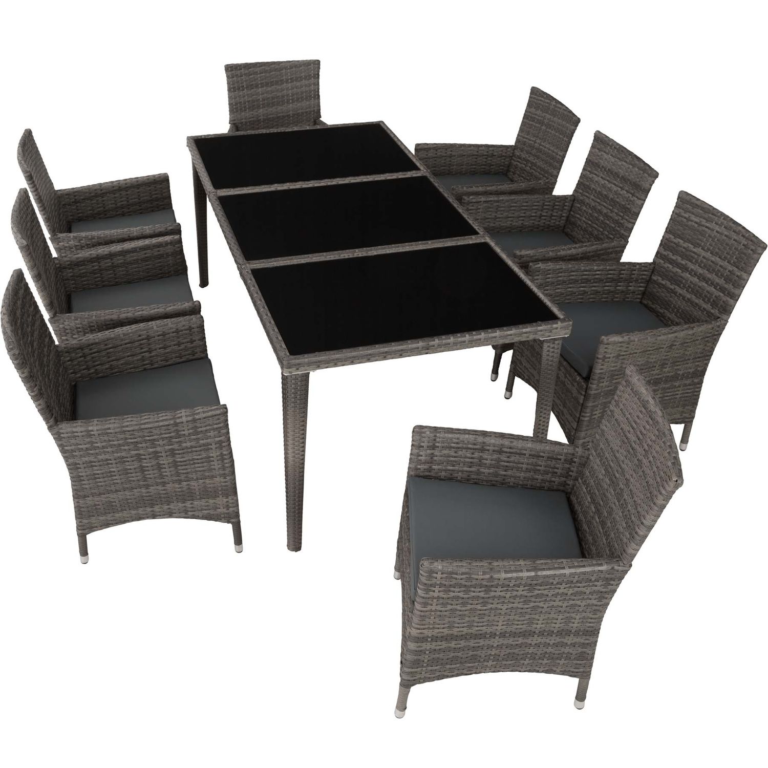 Monaco Rattan- und Aluminiumset – Grau