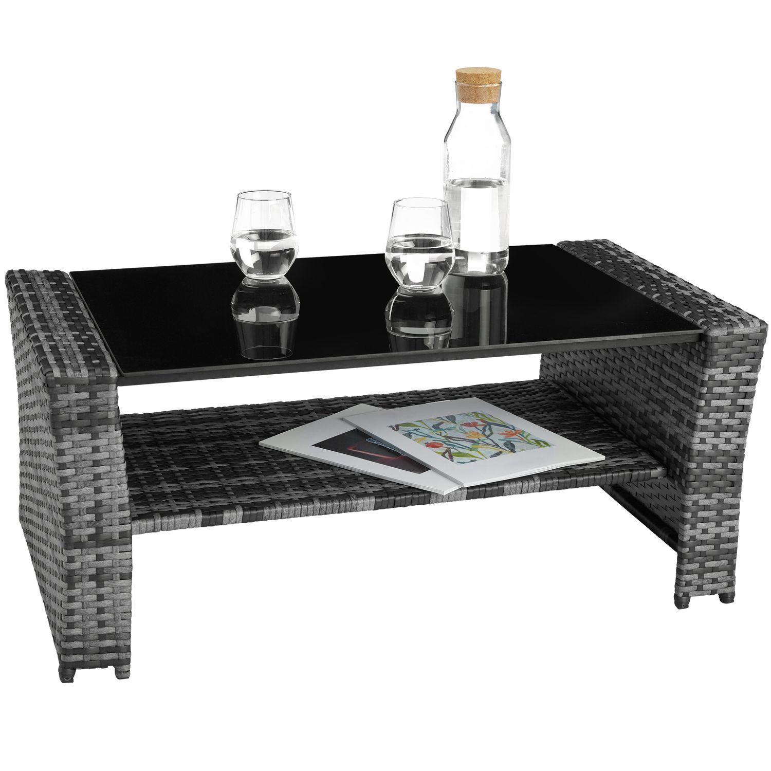 Modena Rattan-Set mit Schutzhülle - Grau