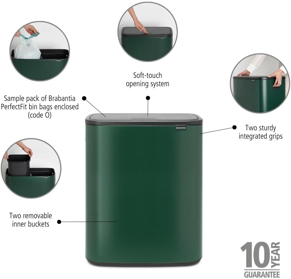 Brabantia Abfalleimer, Stahl matt, Anti-Fingerprint, 2 x 30 l