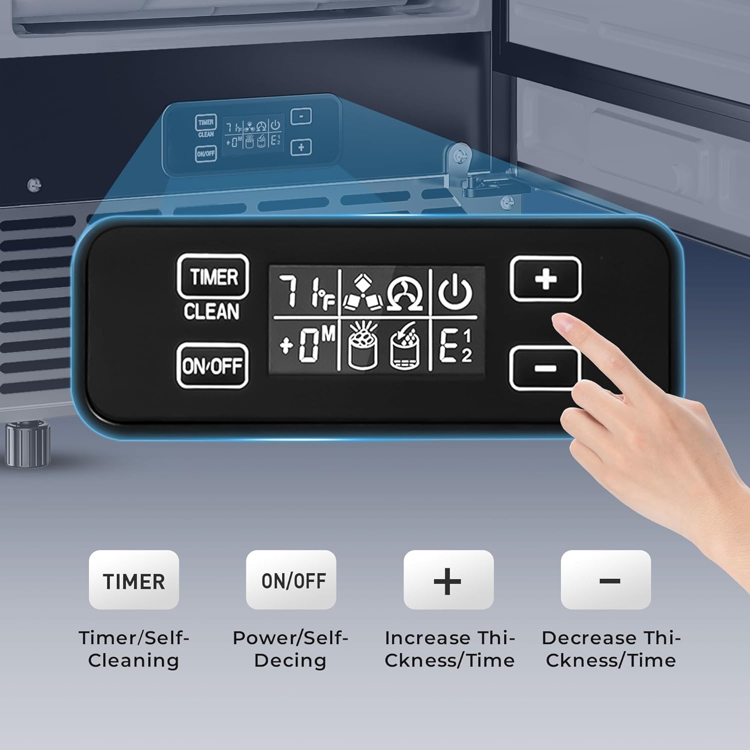 Machine à glaçons commerciale sous le comptoir, capacité de 80 lb/jour avec stockage de 24 lb de glace, pompe de vidange intégrée, nettoyage automatique, réglage de la minuterie, écran LCD intelligent, idéale pour un usage domestique et commercial