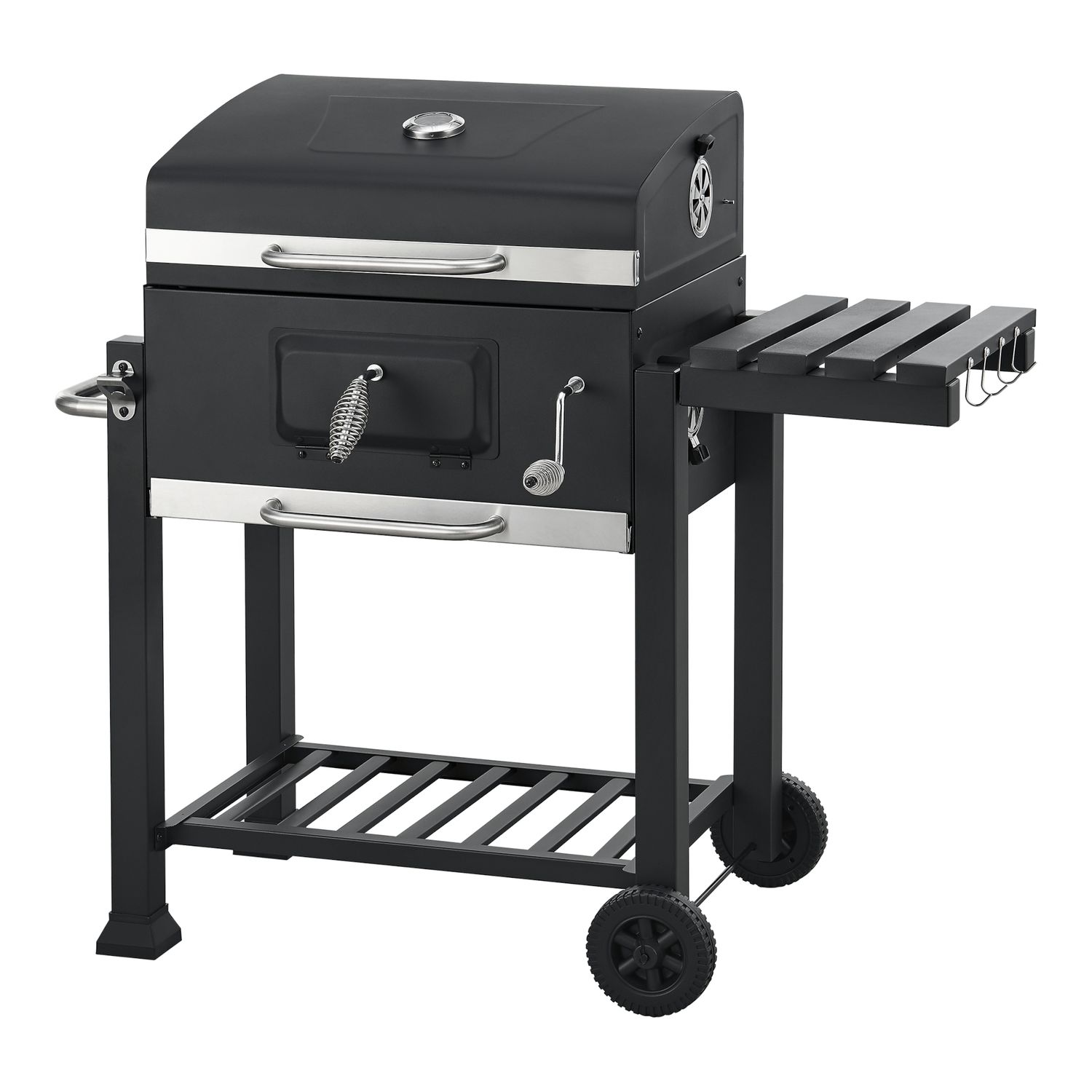 Arnad Holzkohlegrill mit 3 Stahlrosten 105x114x48cm - Schwarz [casa.pro]