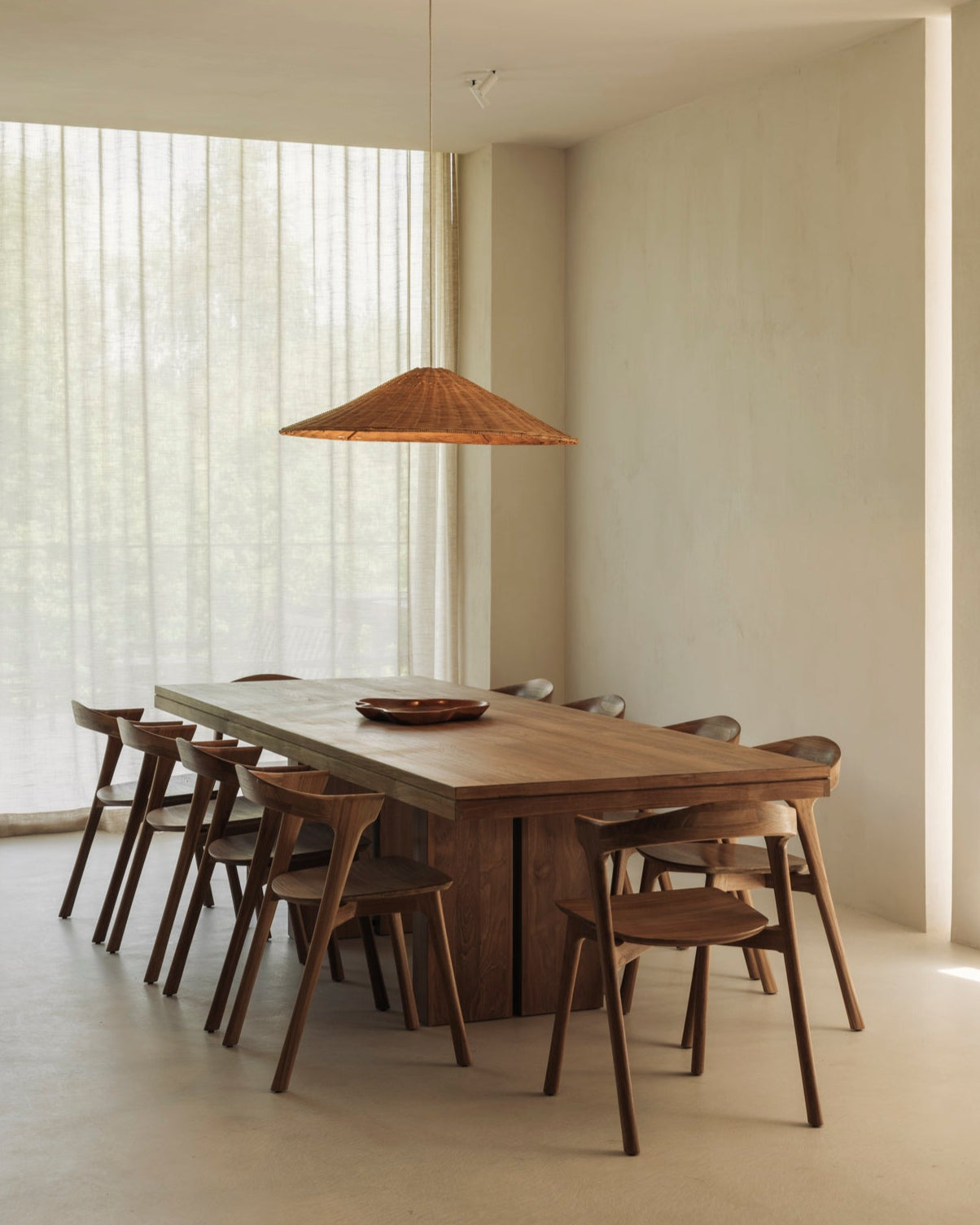 Mesa de comedor doble extensible - Teca natural