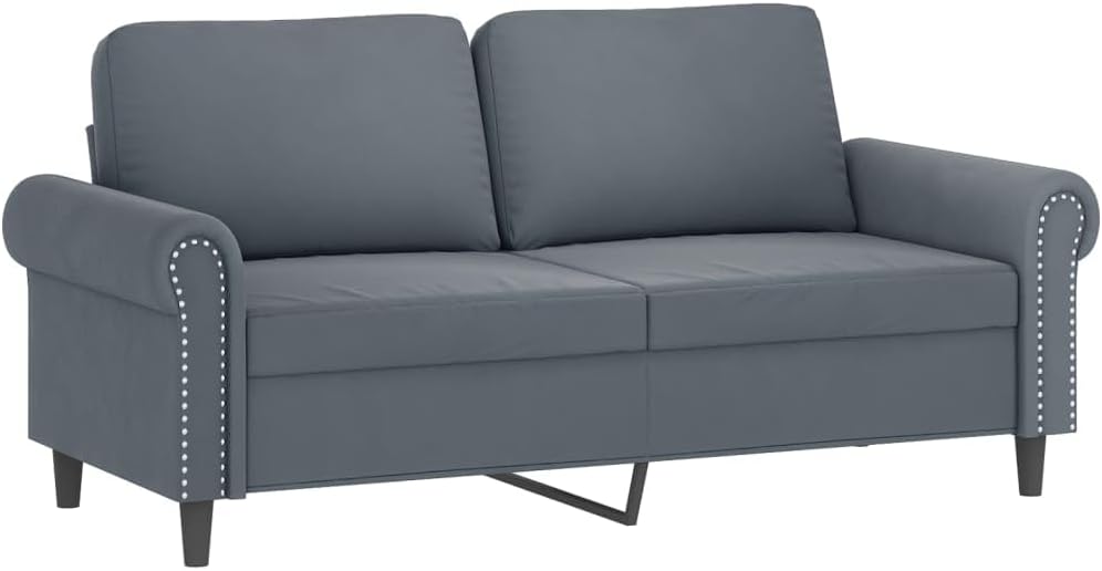 CIADAZ Sofagarnitur mit Kissen, 2-teilig, Samt, Dunkelgrau, Wohnzimmersofas, Relaxsofa - 3202231