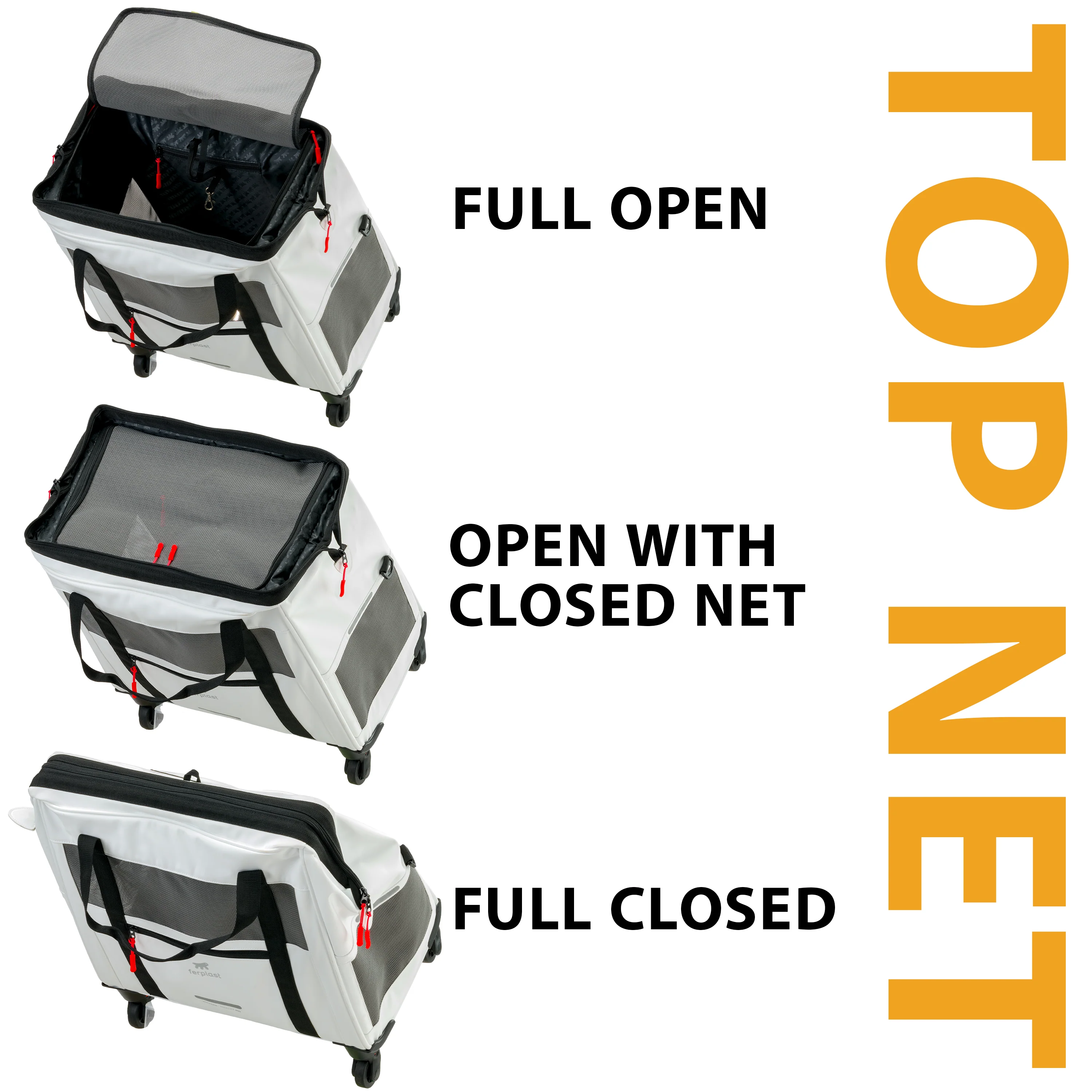 2025 Voyager Trolley von Ferplast – Stilvoller und leichter Trolley aus Kunstleder für Katzen und kleine Hunde bis 15 kg. Mit Rädern, Netzfenstern und Sicherheitsgurt – ideal für komfortables Reisen.