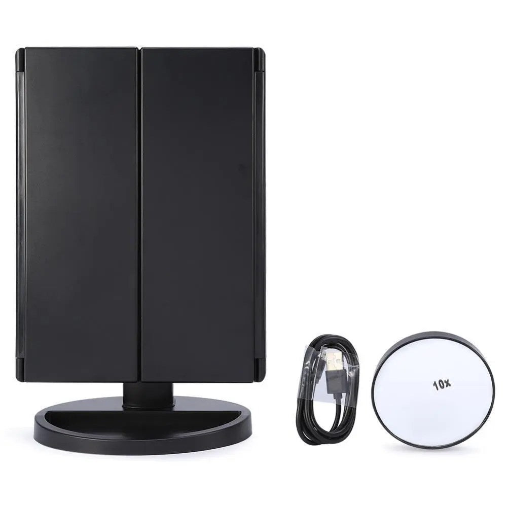 Miroir de maquillage intelligent avec éclairage, grossissement x10, réglable, 22 LED