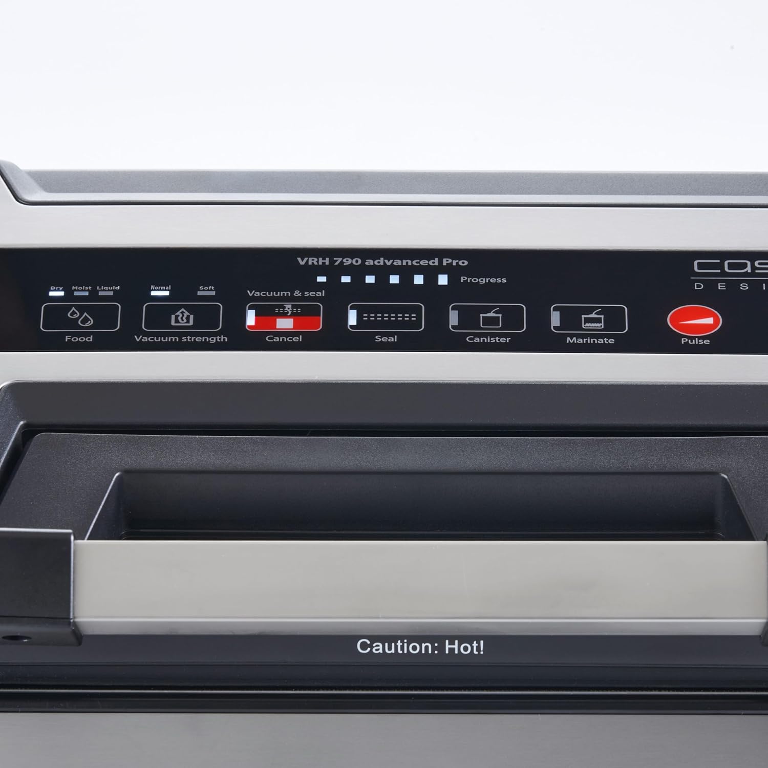 CASO VRH 790 Advanced Pro – Hochwertiger Vakuumierer für den privaten und professionellen Einsatz – Bis zu 200 Vakuumierzyklen in Folge möglich – Automatisches Vakuumieren von Flüssigkeiten – Edelstahl
