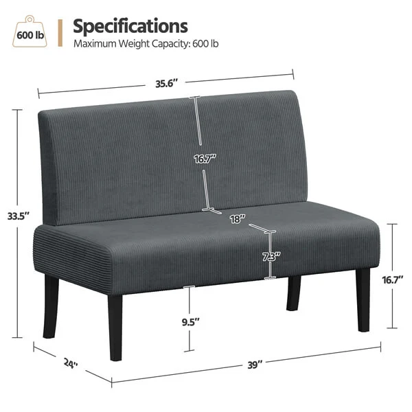 Yaheetech Kleines und bequemes Sofa – 2-Sitzer Mini-Sofa