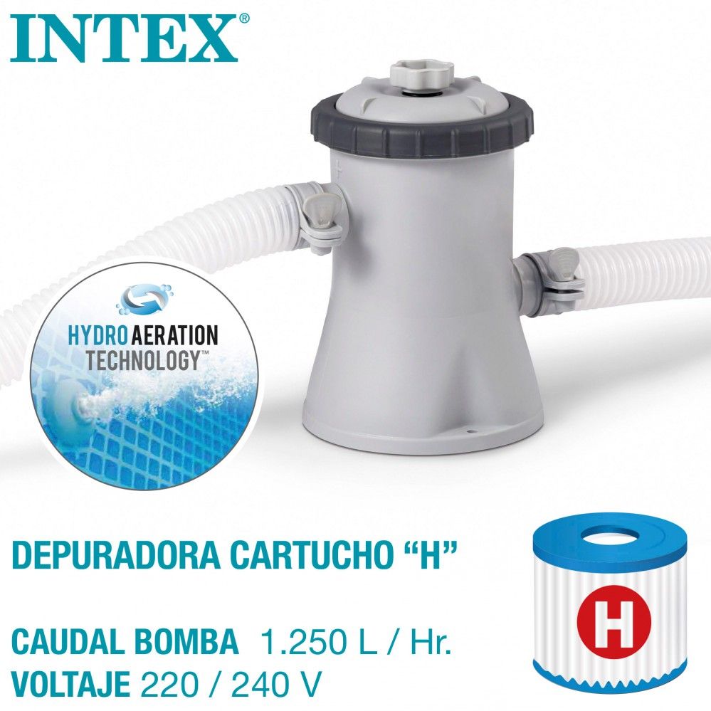 Piscine tubulaire circulaire bleue Intex en PVC amovible Ø305x76 cm avec purificateur