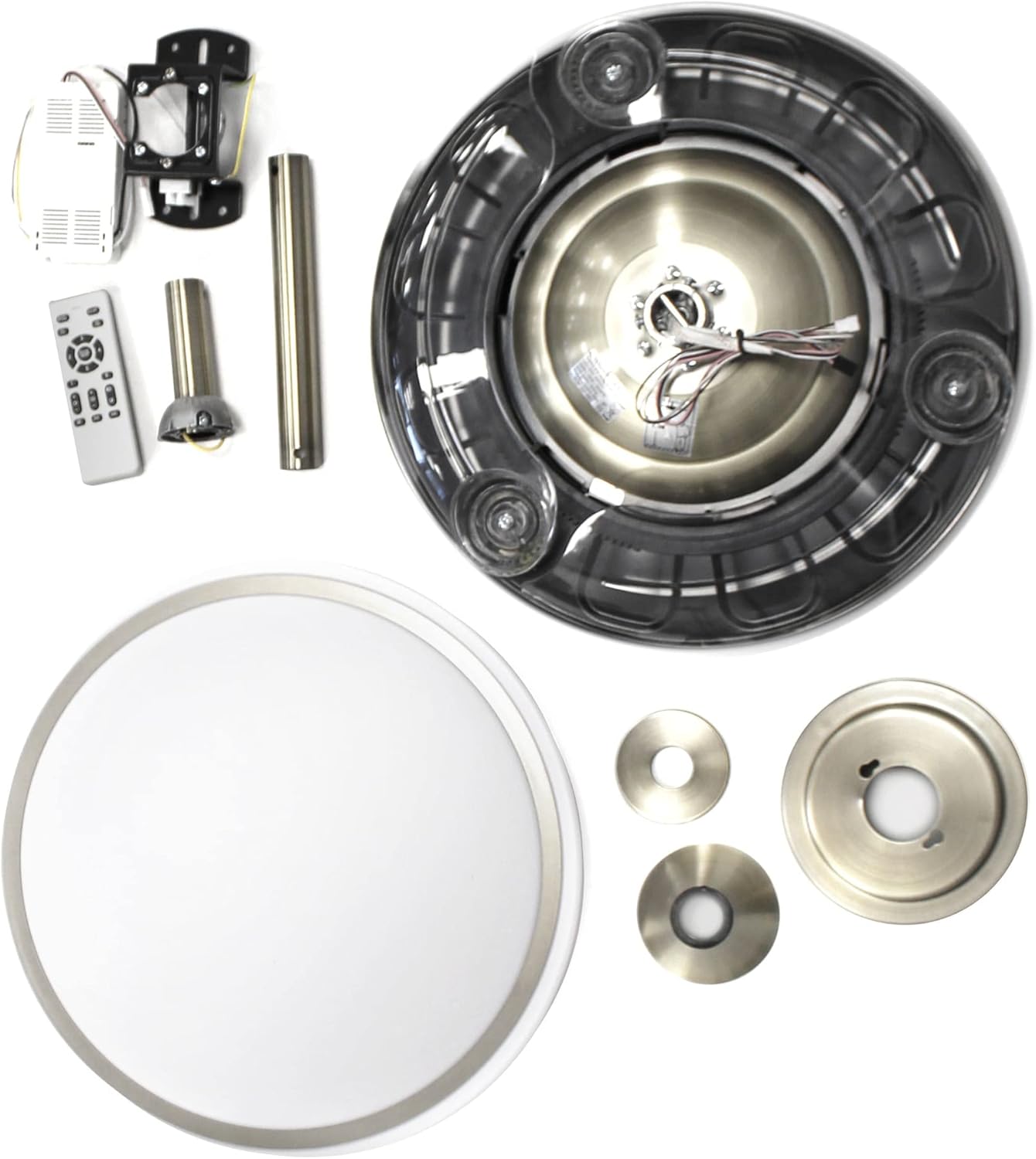 Wonderlamp – Mini ventilateur de plafond LED Pearl avec pales rétractables, moteur CC silencieux, 3 températures de couleur réglables, 46 W, blanc