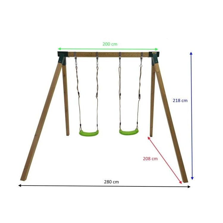 Masgames Karai Junior XL Quadratische Doppelschaukel aus Holz + Babysitz
