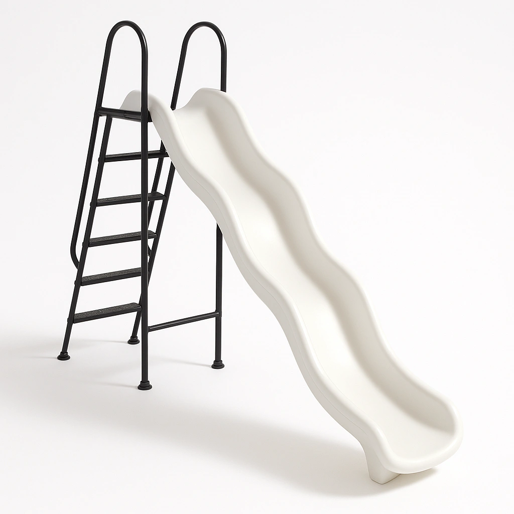 Toboggan enfant en acier blanc et noir 180x40x150 cm