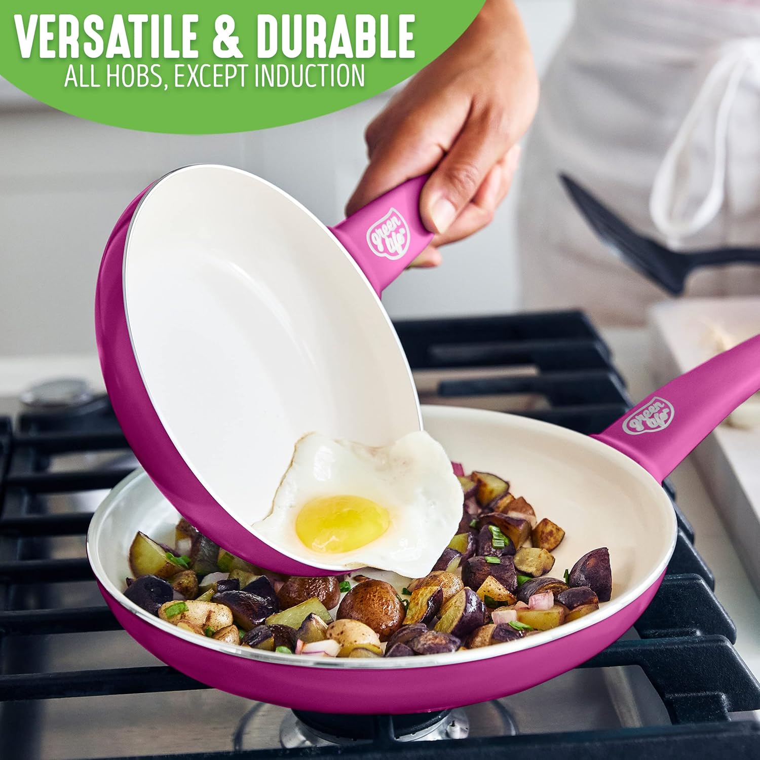 GreenLife Soft Grip 16-teiliges Antihaft-Keramik-Kochgeschirr-Set, bestehend aus Bratpfanne, Stielkasserolle und Topf, PFAS-frei, spülmaschinenfest, ofenfest, türkis