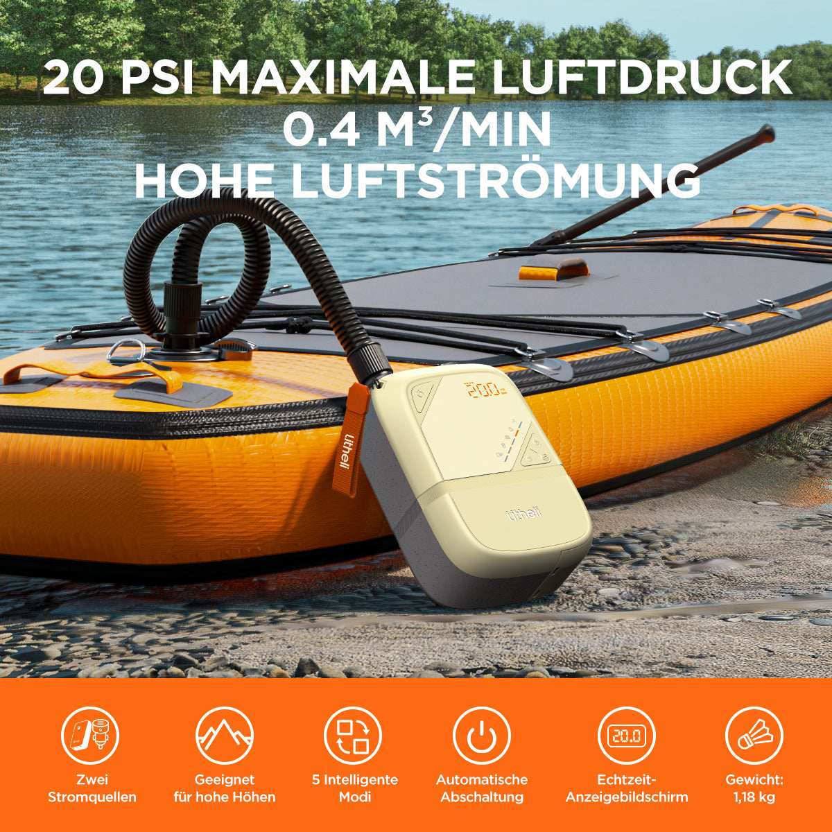 2025 U20 Elektrisk Luftpumpe til SUP