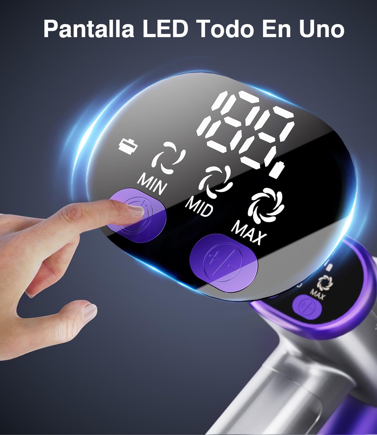 Tdyon Akku-Staubsauger 40 kPa/450 W, leistungsstark bis zu 50 Minuten, mit Smart-Display und Anti-Verwicklungs-Bürste, für Teppiche, Tierhaare, Böden und Sofas [Energieeffizienzklasse A+++]