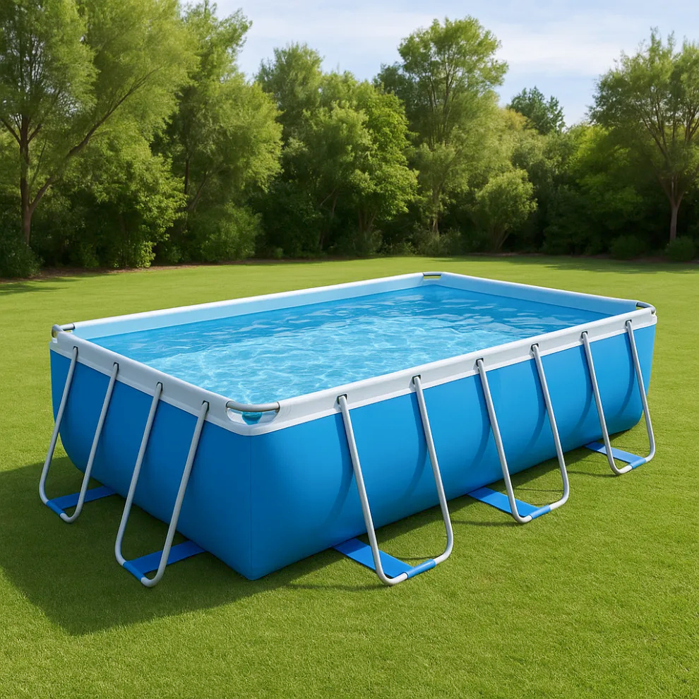 Piscine tubulaire rectangulaire Oui Piscine tubulaire en PVC et acier Jardin Bleu 549x274x122 cm qnvCmEr643tM