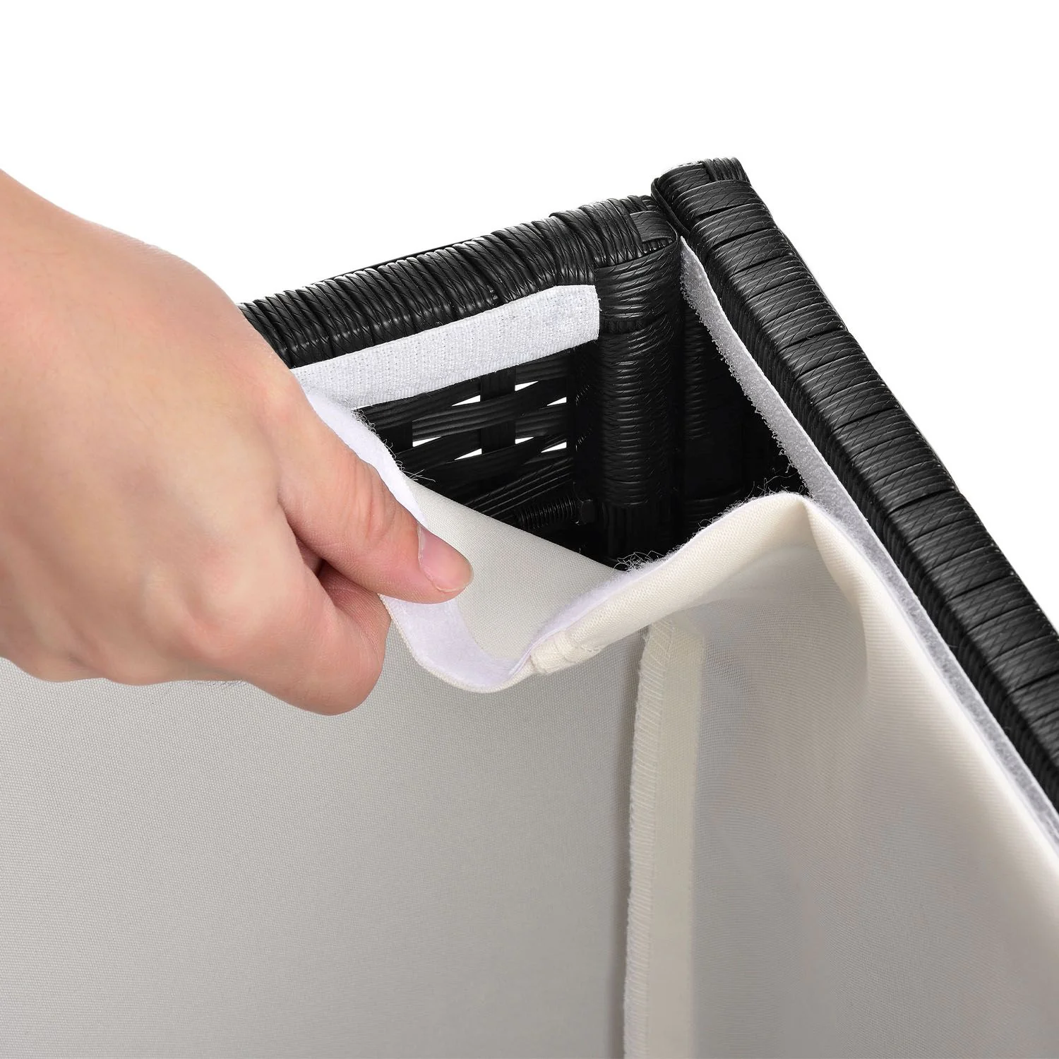 Coffre de rangement de jardin Ikaria 2025 en résine tissée – 950 L avec couvercle et doublure intérieure pour coussins