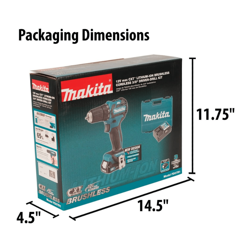 Kit perceuse-visseuse sans fil et sans balais Makita FD07R1 12 V MAX CXT 3/8 po