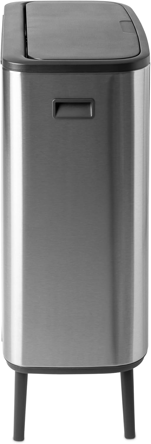 Brabantia Bo Hi Touch Ein-Knopf-Öffnungsmechanismus, 2 x 30-Liter-Abfalleimer mit Füßen, weiß