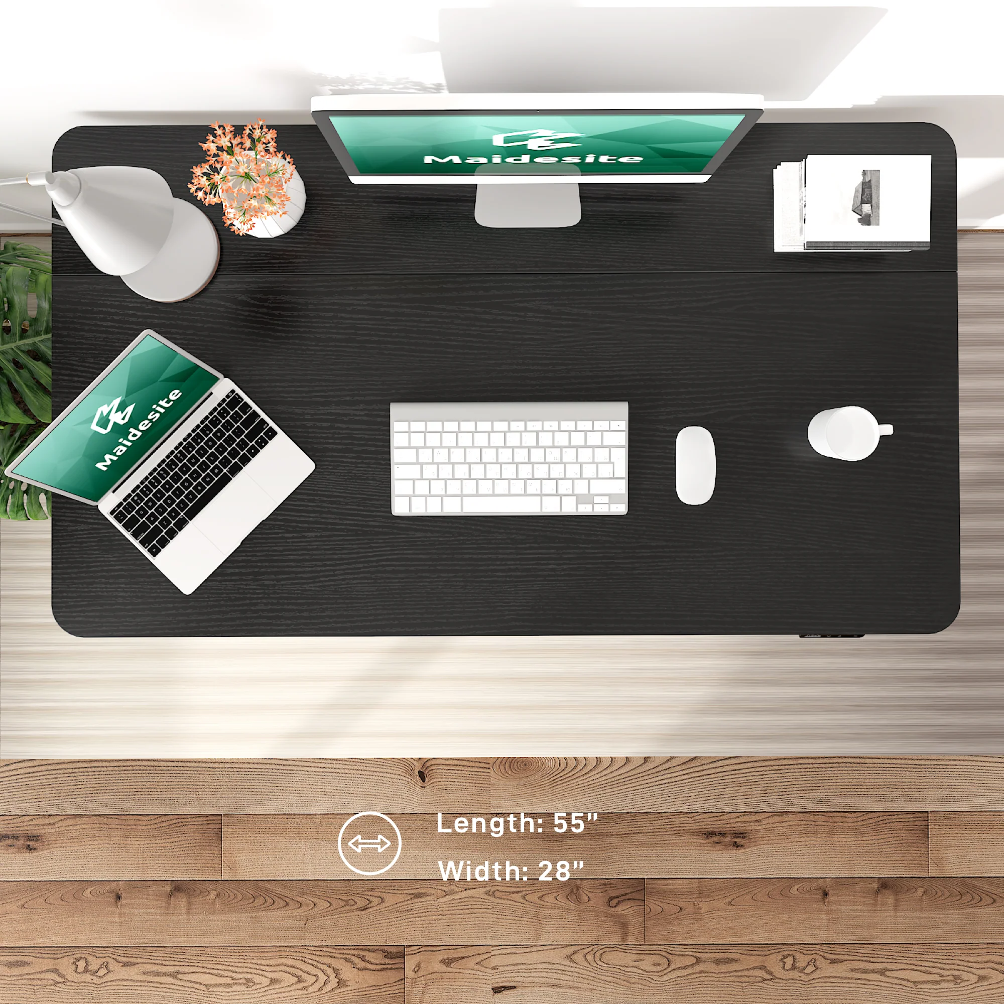 Maidesite Standard Series 55-Zoll elektrisch höhenverstellbarer Schreibtisch – Stand Steady Modell