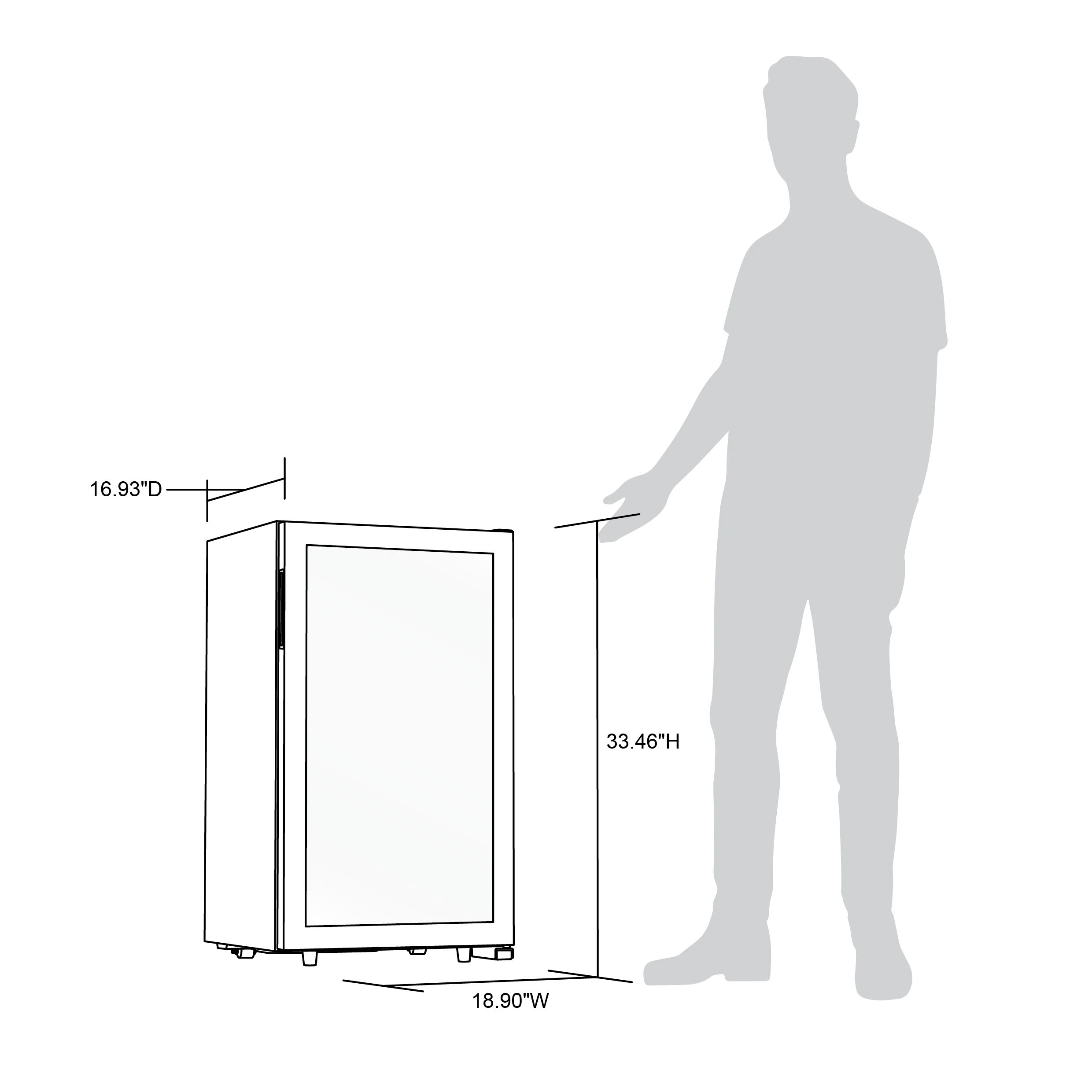 2025 Newair® Fritstående vinkøleskab i rustfrit stål – 33 flasker – 18,9