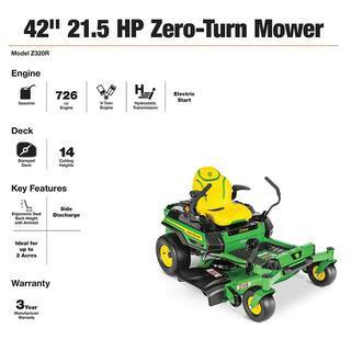 John Deere Z320R 42″ havetraktor med nul venderadius – 21,5 HK V-Twin-motor med Accel Deep-klipperdæk