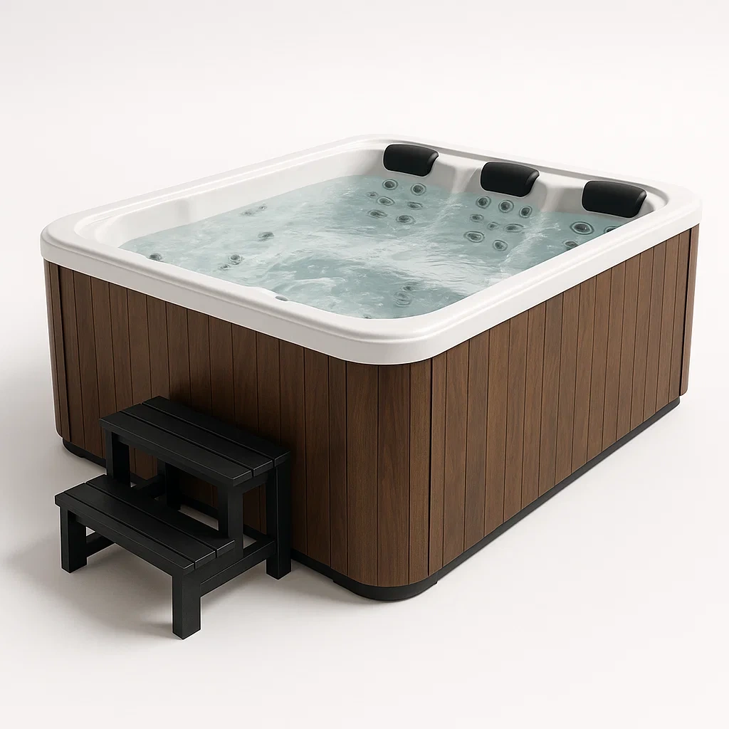 Spas rigides 190x150x80 cm, 3 personnes, carré, marron clair/blanc VHgFHRJ388rg
