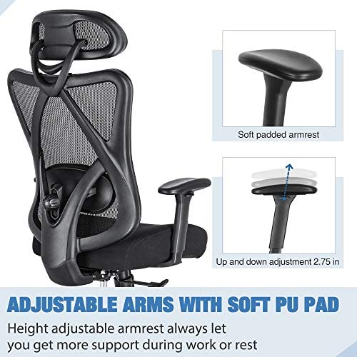 Chaise de bureau ergonomique SUNNOW 2025. Chaise de bureau en maille. Chaise de direction à dossier haut.