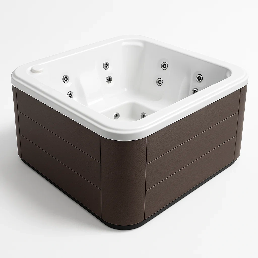 Spas rigides 150x150x70 cm, 4 personnes, carré, marron/blanc qeMbOYz424sL