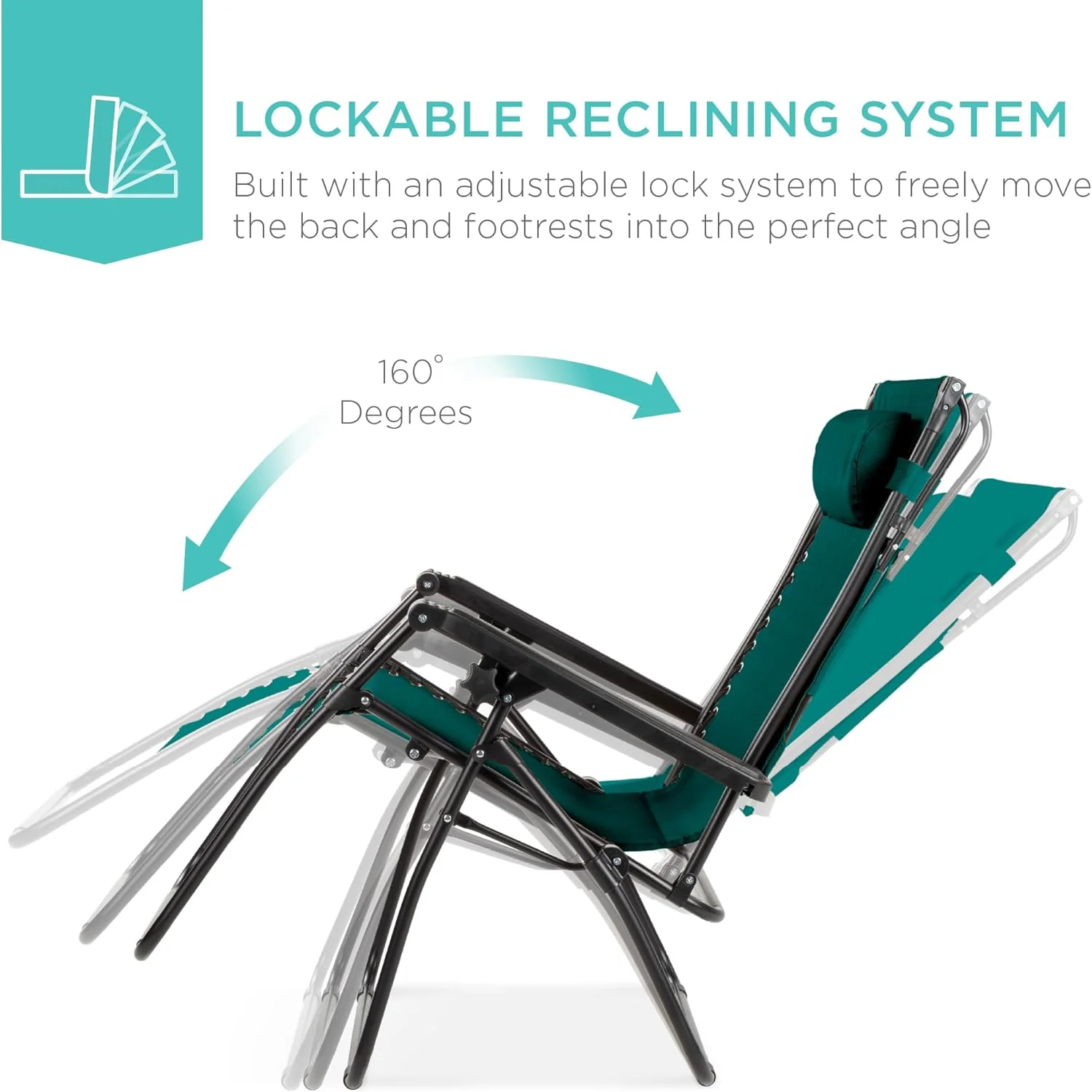 Bedste valg – Zero Gravity-lænestol til terrassen. Justerbar og foldbar udendørsstol med baldakin, nakkepude og sidebakke. Textilene – Påfugleblå