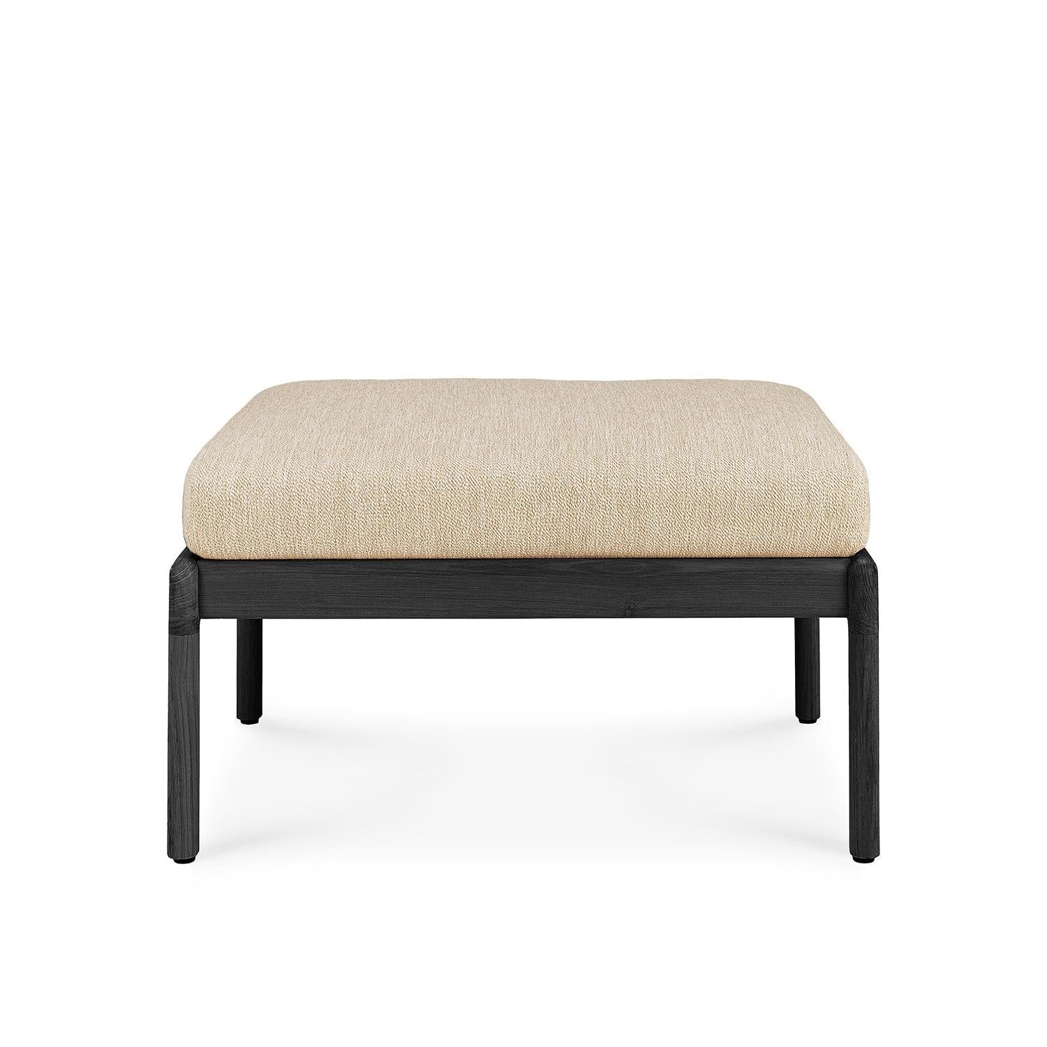 Jack Outdoor Footstool - Black Teak with Natural