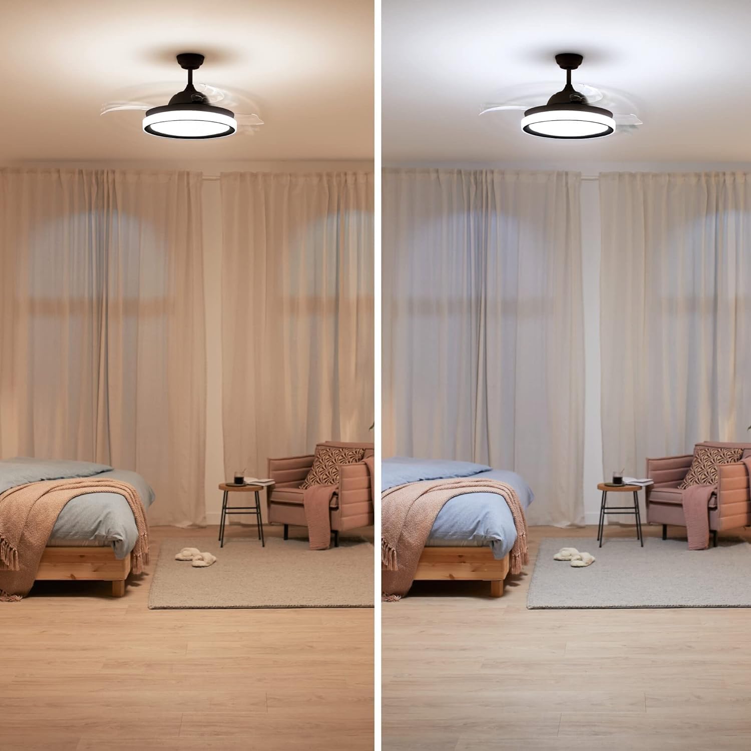 Ventilateur de plafond Philips Lighting Atlas avec éclairage LED et télécommande 106 cm Nickel