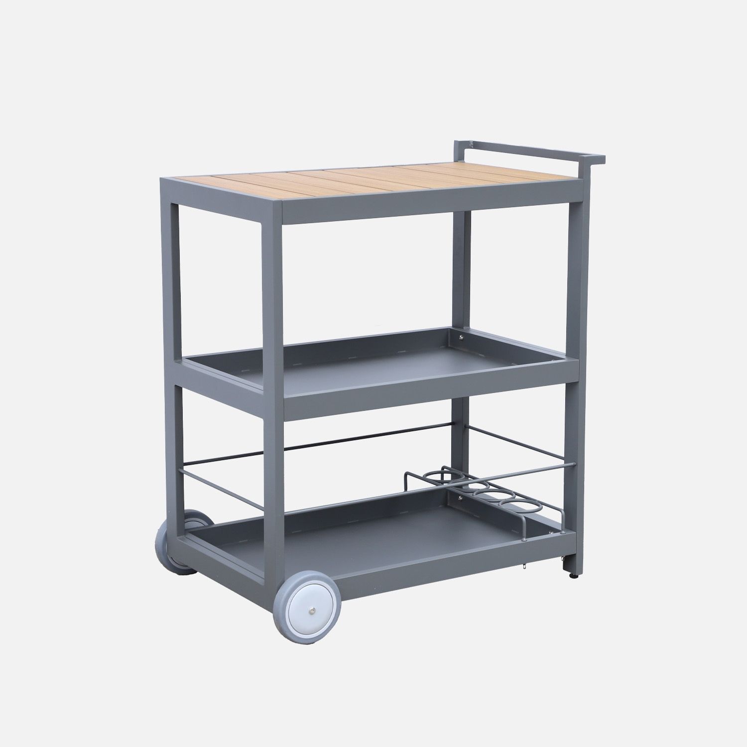 Aluminium-Gartentisch mit Rollen und Griff, 84 cm, Anthrazit