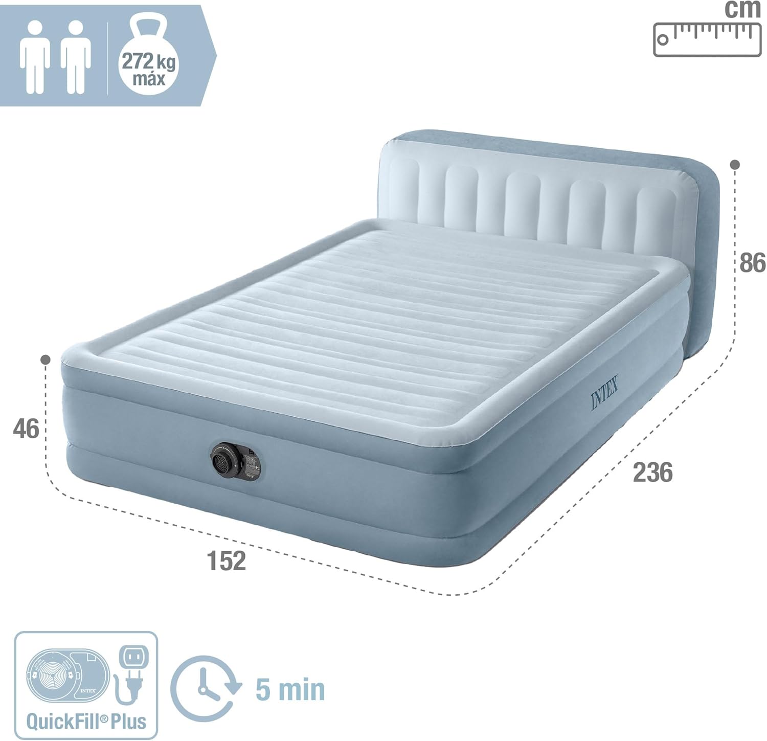 Intex 64428Np – Ultraweiche aufblasbare Matratze für 2 Personen mit Fiber-Tech