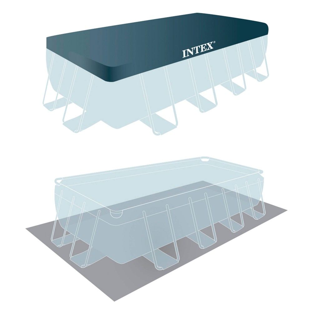 Piscine tubulaire rectangulaire amovible Intex 488 x 244 x 107 cm grise avec purificateur