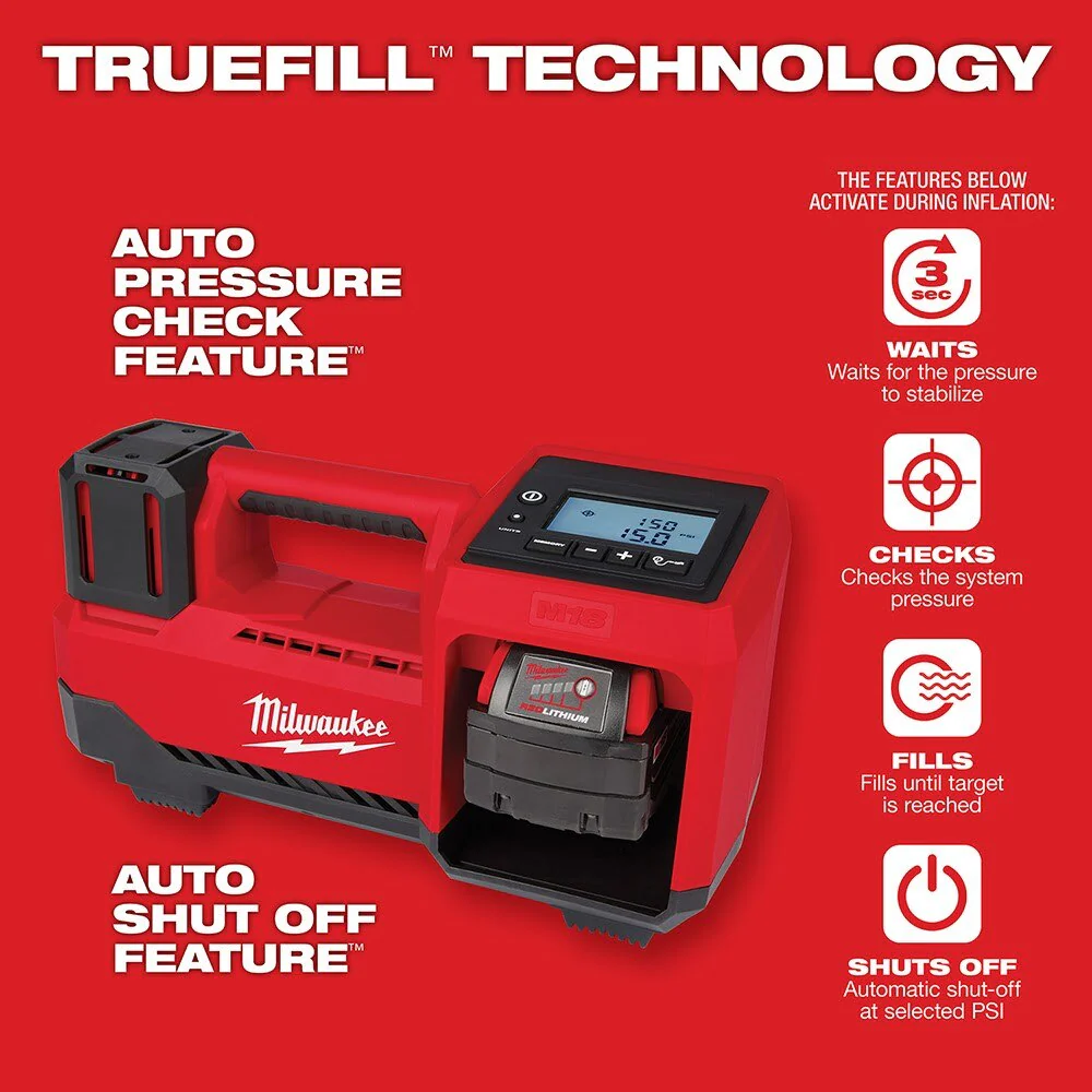 2025 Milwaukee 2848-20 M18 Kompakt Dækpumpe. Kun værktøj.